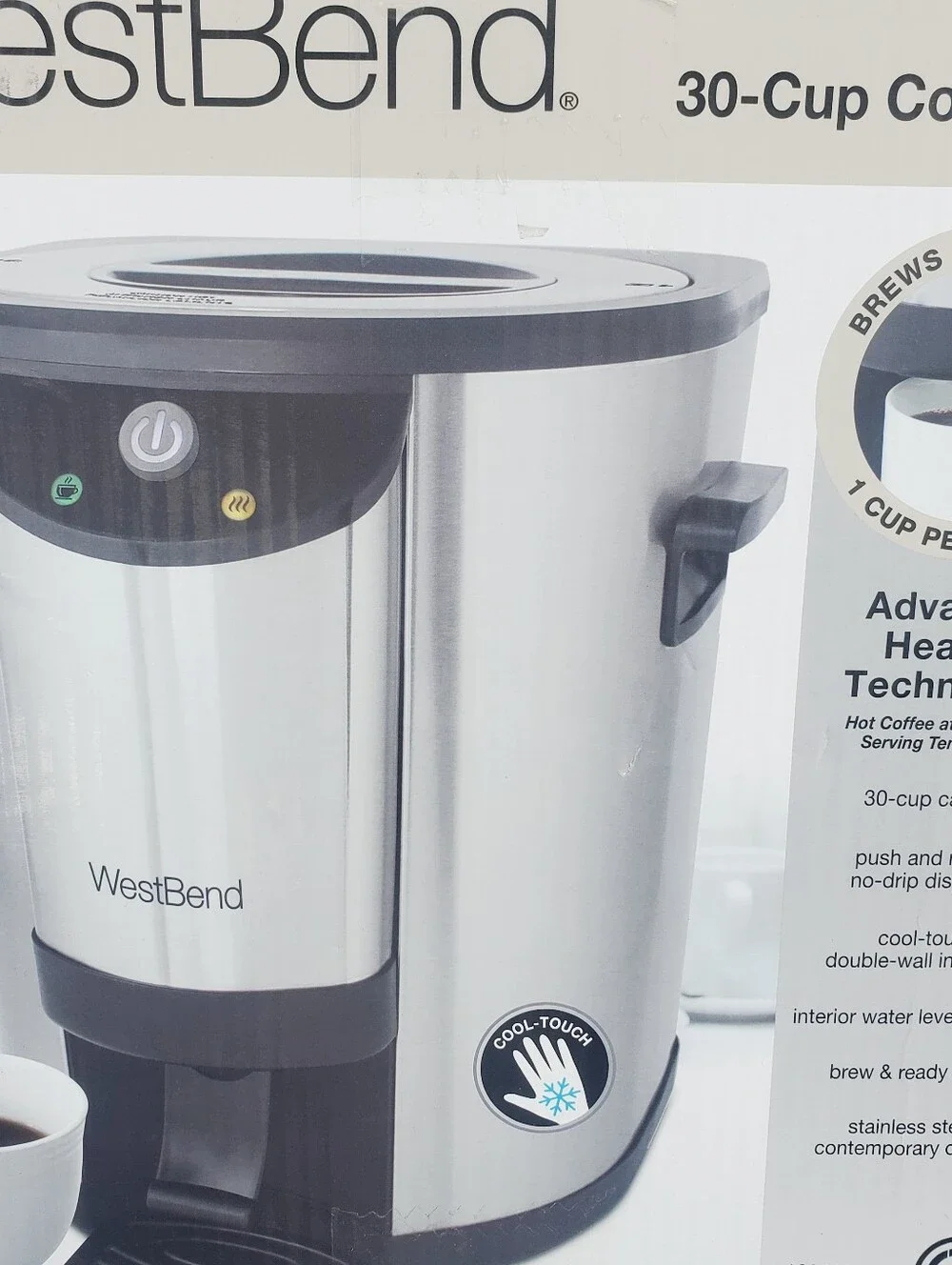 New West Bend 57030 Coffee Urn Double Walled Stainless Steel Coffee Machine